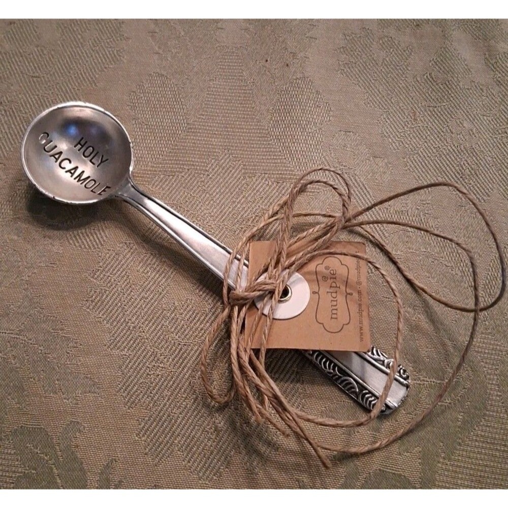 Mud Pie Spoon, Silver Tone NEW "Holy Guacamole" Original Tags 6"  2016